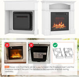 32 Inch Electric Fireplace with Mantel, Freestanding Wooden Fireplace Surround with 18 Inch Insert Heater, 3 Flame Effects, Remote Control, Timer and Overheat Protection, White