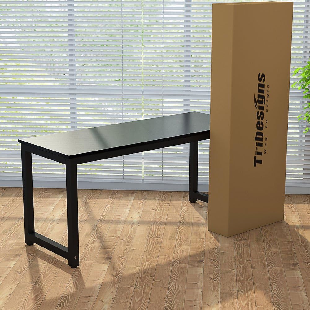 Computer Desk, 47 inch Modern Simple Office Desk Computer Table Study Writing Desk, Black