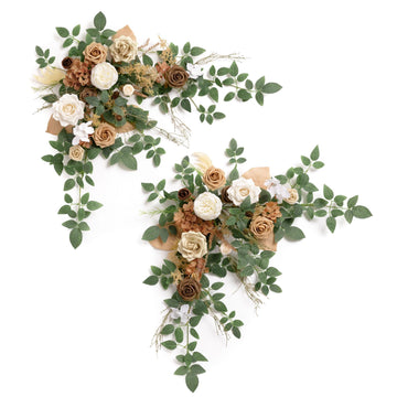 2PCS Artificial Floral Swags, Beige Brown