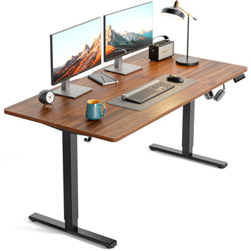 55 x 30 Large Electric Standing Desk Height Adjustable, Walnut