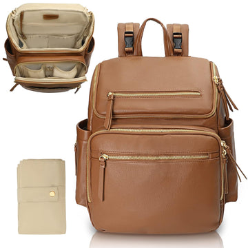 Diaper Bag Backpack Large Baby Diaper Bag Leather with 17 Diaper Bag Organizing Pouches,Changing Pad,Stroller
