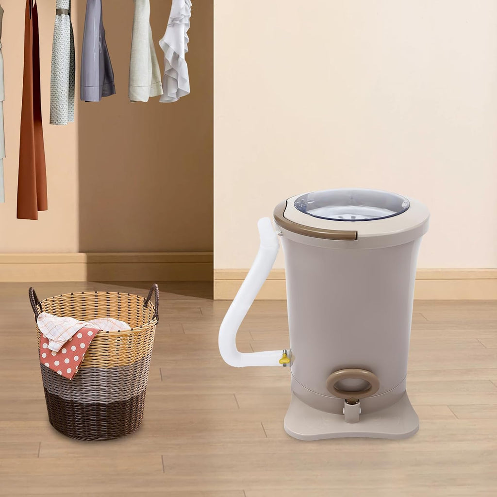 Manual Spin Dryer, Portable 3 Gallon Compact Clothing Dehydrator, Non Electric Foot Mini Laundry Machine with Clear