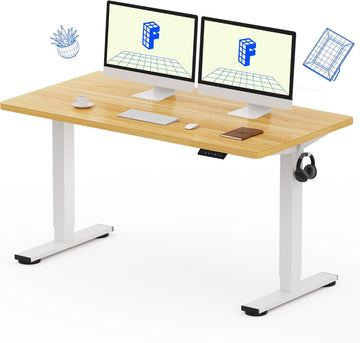 EN1 55"x28" One-Piece Standing Desk, Maple | 1" Thick Seamless Desktop, 176 LBS Capacity, Home Office Use, 4 Memory