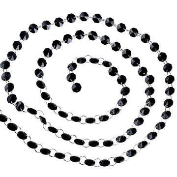 6FT Black Crystal Octagon Bead Chandelier Garland Hanging Decor