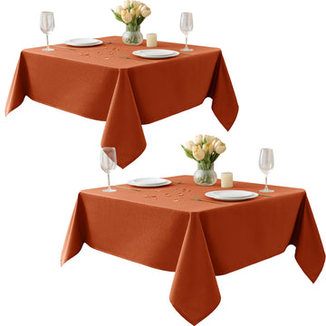Square Fall Tablecloth 60x60 in, 2-Pack Waterproof Slub Textured