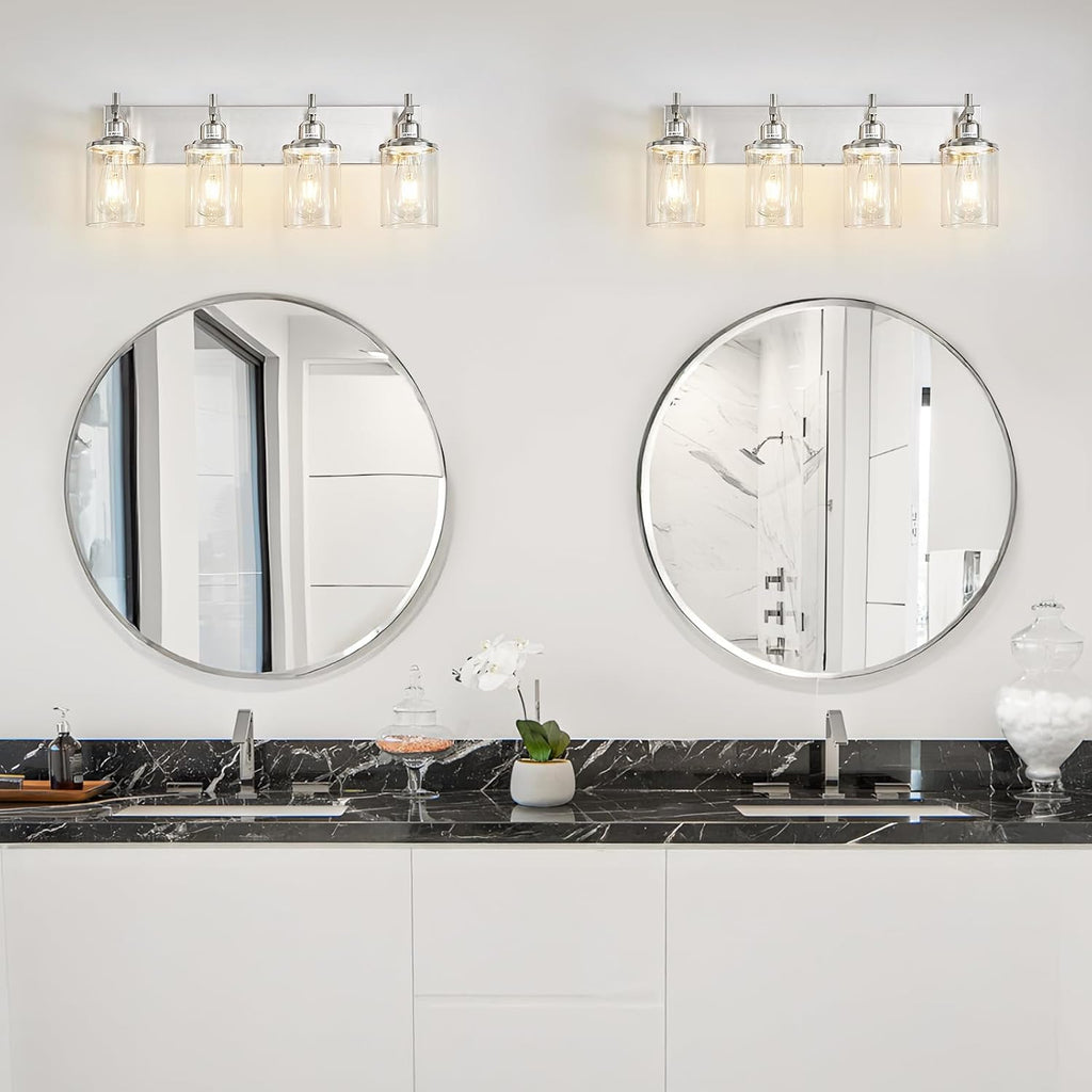 4-Light Brushed Nickel Bathroom Light Fixture Over Mirror Modern Bathroom Vanity Light Vintage Wall Lighting with