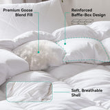 Twin Goose Feather Down Fiber Comforter - Ultra Soft All-Season Down Duvet Insert Fluffy Baffle Box 