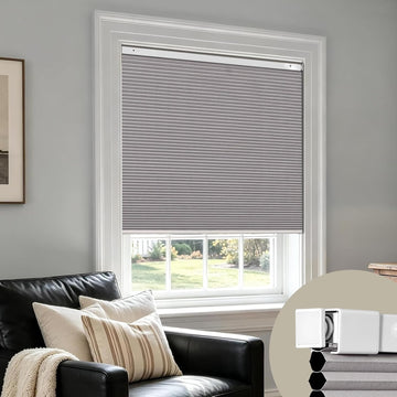 No Drill Cordless Cellular Shades, Blackout, Grey, 20x48