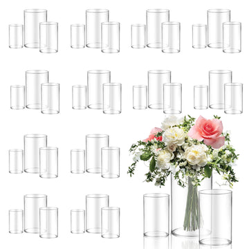 36pcs Glass Vase Cylinder for Centerpieces 4, 4.7, 6Inch Tall Small Flower Glass Clear Home Decor Centerpiece Table