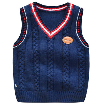 Cable Knit V-Neck Knitted Uniform Toddler Kids Girls Clothes Dress Vests Navy 120
