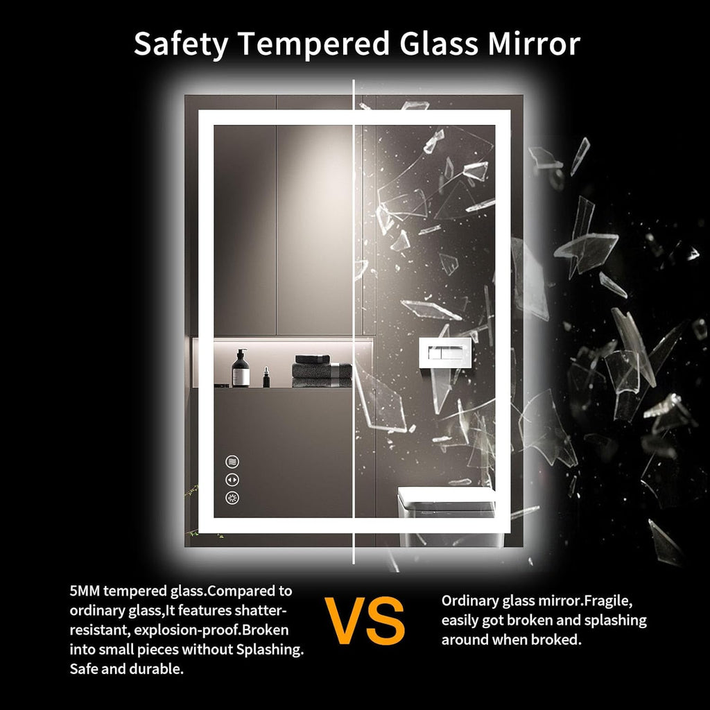 24X32 LED Bathroom Mirror with Lights, Anti-Fog, Dimmable, Backlit + Front Lit, Lighted Bathroom Vanity Mirror for Wall, Memory Function, Tempered Glass, Shatter-Proof, ETL Listed
