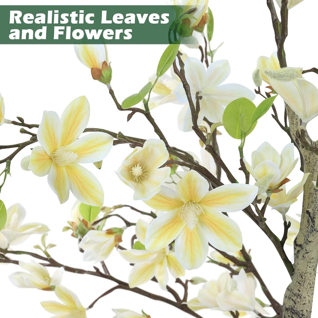 4FT Artificial Magnolia Tree for Room, Faux Plant Realistic Leaves Flowers | Indoor & Outdoor Decor, Perfect