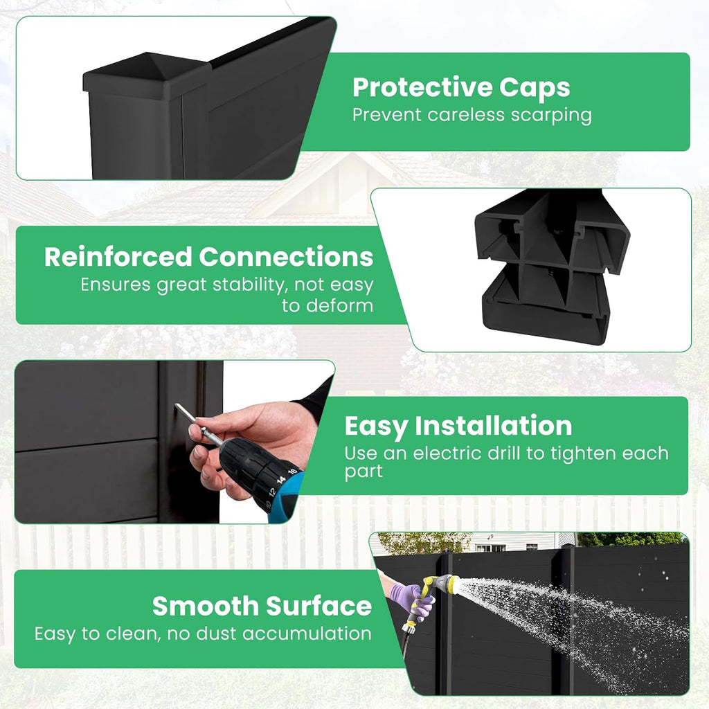 2 Panels Outdoor Privacy Screen, 48''W x 48''H Air Conditioner Fence, Trash Can Enclosure with Stakes, PP Vinyl