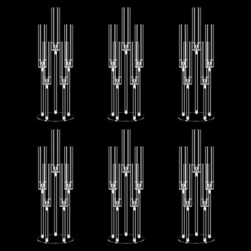 Clear 5 Arms Candlesticks Holder with Acrylic Shade,26'' Tall Acrylic Candelabra Centerpieces for Candlelight Dinner