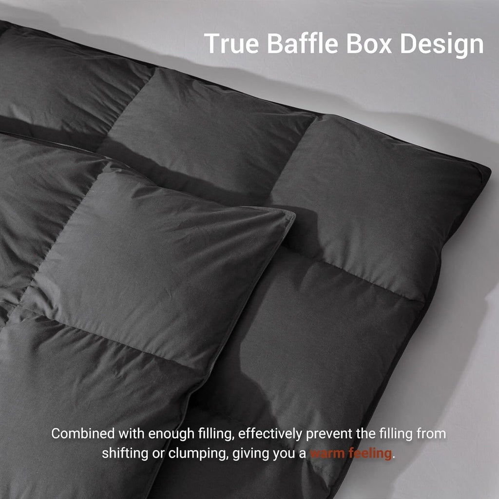 Grey Goose Feather Down Comforter Twin, Premium All Season Duvet Insert