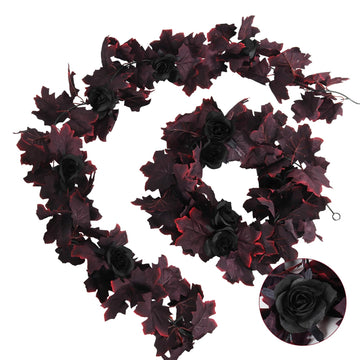 Black Artificial Fall Maple Leaf Garland Autumn Fake Maple Vine