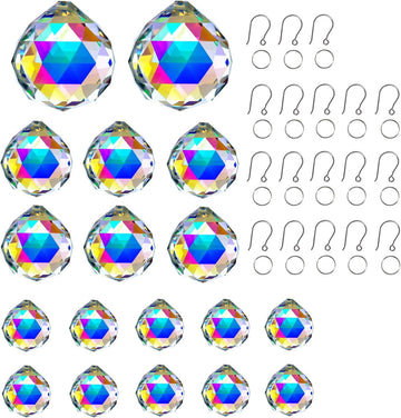 OLDENHAITAI 18pcs Crystal Prism Ball Suncatcher, Hanging Crystals Clear AB - Pendant for Window, Home