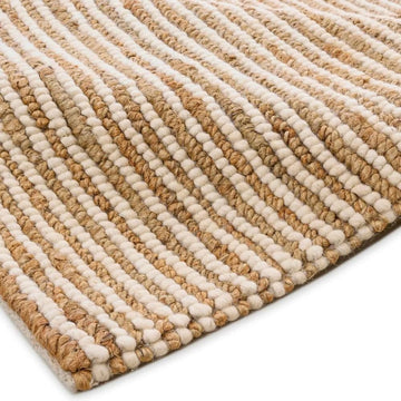 Area Rug 2x3 feet - Premium Wool and Jute Blend Handwoven Rugs - Natural Fiber Chunky Stripe Design 