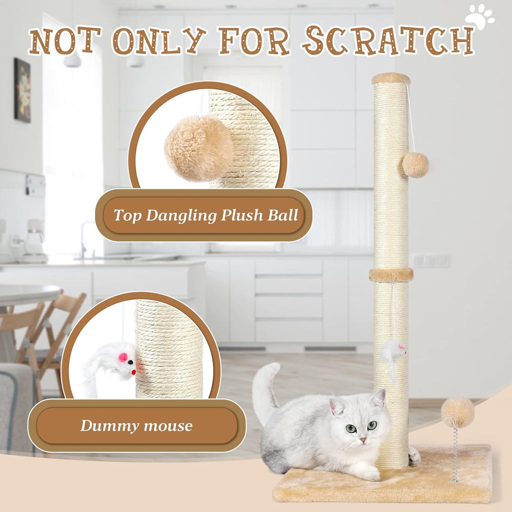 32" Tall Cat Scratching Posts for Indoor Cats, 3-in-1 Vertical Cat Scratching Post with Plush Toys