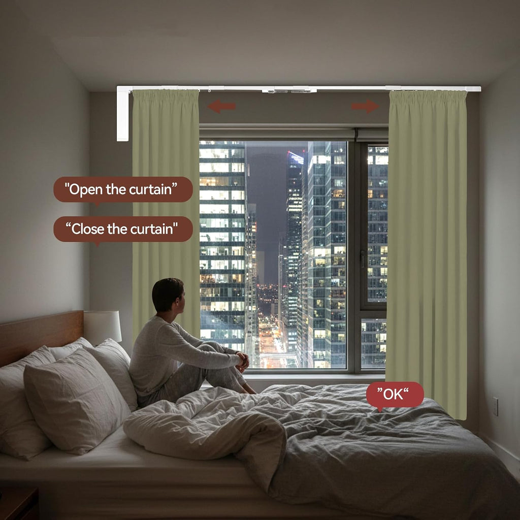 Electric Curtain Track, 7.08-13.78ft Motorized Curtain Rods | Remote Control and Motor, App/Remote Control, For