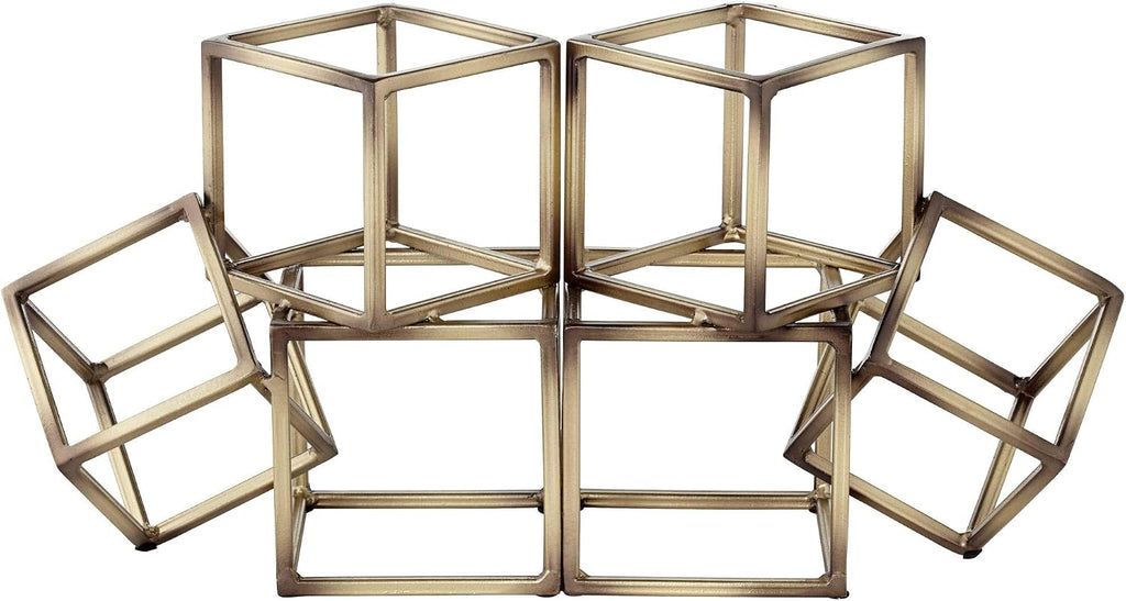 Tricube Antique Brass Finish 7 1/2" High Geometric Bookends - Set of 2