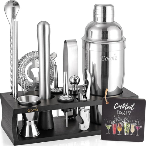 Bartender Kit Cocktail Shaker Set with Stand 17-Piece Bar Tool Bar Set for Drink Mixing Home Bartending Kit Bar Cart