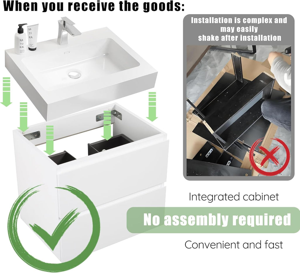 36 Inch Bathroom Vanity with Sink with Overflow, Large Storage Small Vanity for Modern Bathroom