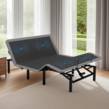 Queen Adjustable Bed Frame with Massage, Head & Foot Incline, Wireless Remote, Dual USB Ports & LED Night Light