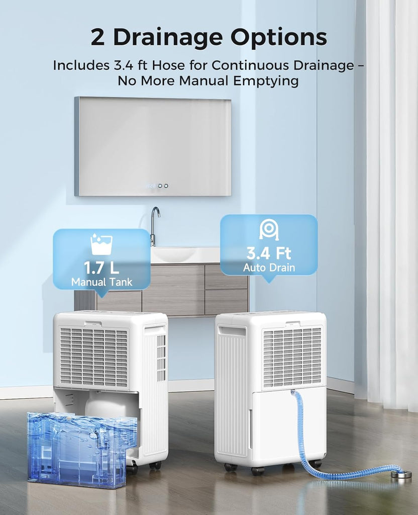 2000 Sq.ft Dehumidifier for Basement, 30 Pint Dehumidifiers for Home Large Room Bedroom Bathroom with Drain Hose