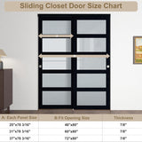 48x80 Sliding Closet Door, 5-Panels Preassembled Frosted Glass Door Panel with Hardware Kits & Match