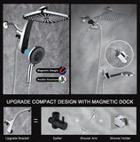 High Pressure Rain Shower Head: Upgrade Shower Heads with Handheld Spray Combo with Fixed Showerhead and 10 Sprays