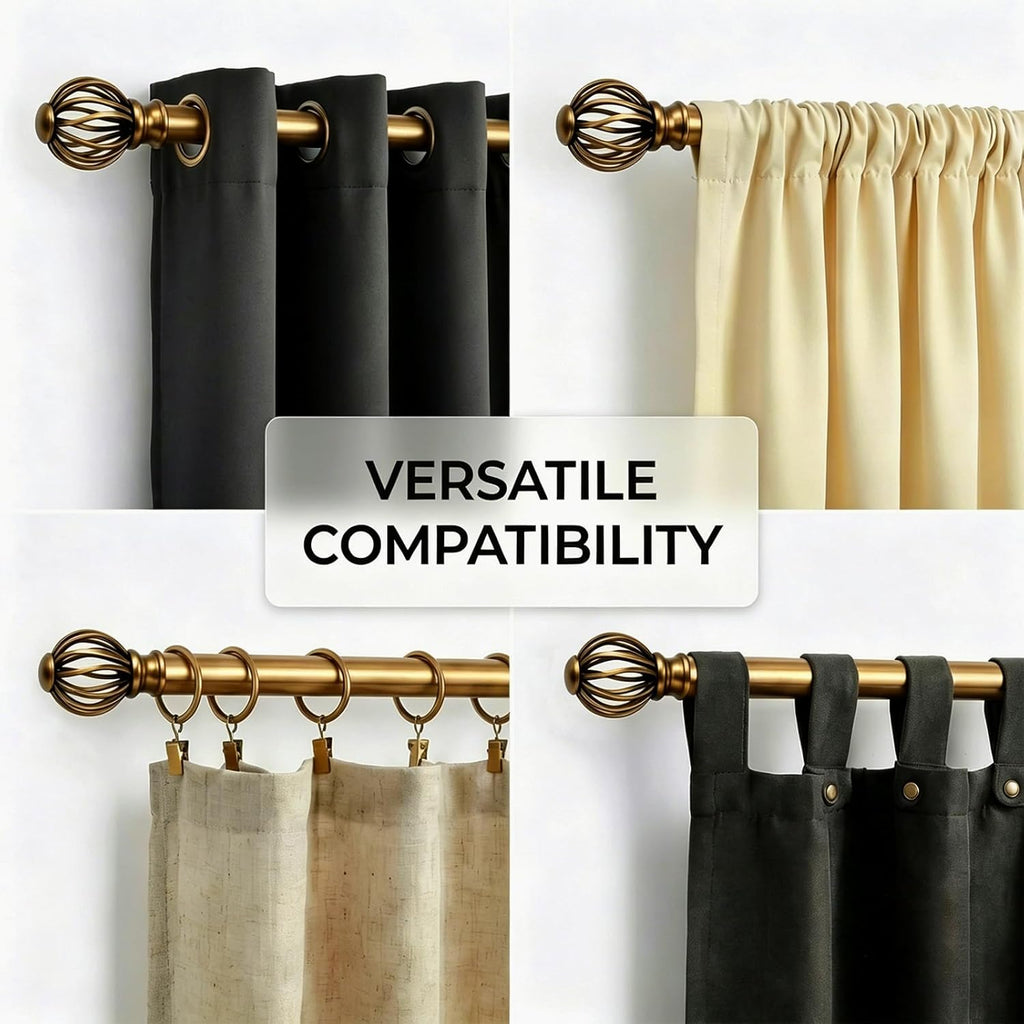 Brass Curtain Rods for Windows 30-88 Inch Adjustable Heavy Duty Metal,1 Inch Pipe Decorative Modern Rustic Blackout