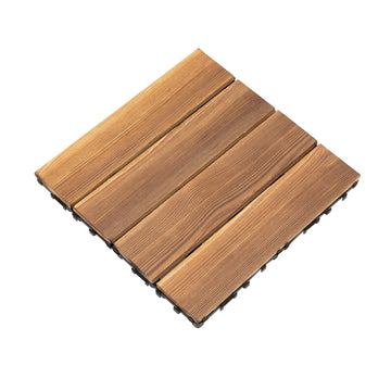 36 PCS Solid Acacia Wood Interlocking Patio Deck Tiles, Acacia Wooden Waterproof Patio Flooring, 12 x 12in Wood Floor