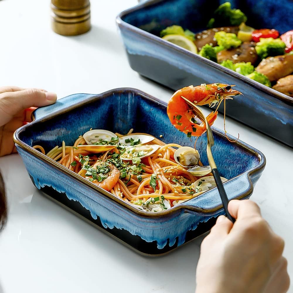 Bakeware Set, Ceramic Dish, Rectangular Casserole Dish, Lasagna Pan, Pans for Cooking, Cake Dinner, Kitchen, 9 x 13