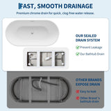 Freestanding Bathtub 67 Inch Acrylic Free Standing Tub - Modern Oval Tapered Design Vertical Ribbed Texture, CUPC
