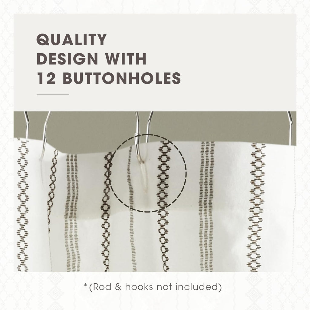 Imani Tufted Chenille 100% Cotton Shower Curtains Machine Washable, Modern Home Bathroom Décor Bathtub Privacy