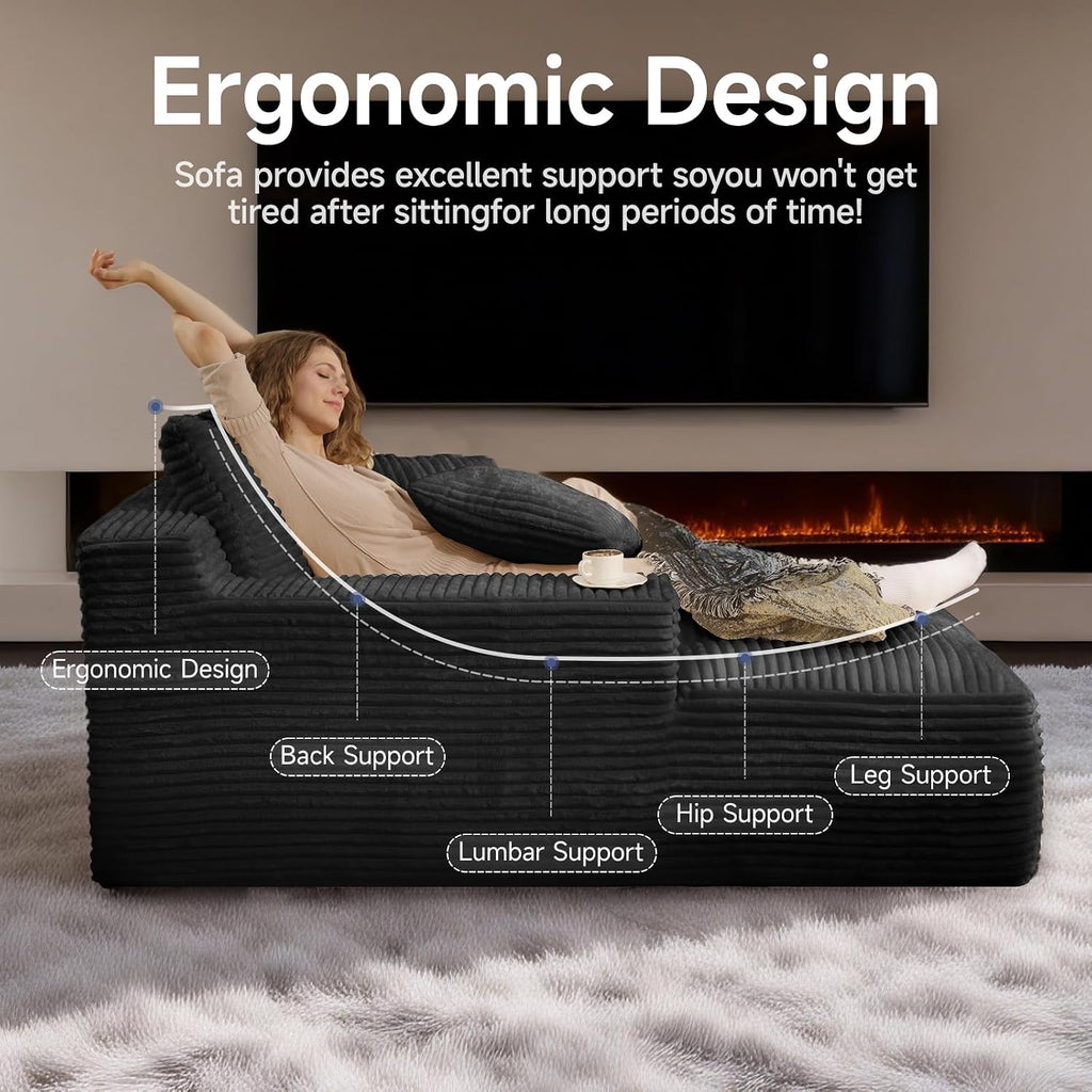 68" Oversized Boneless Chaise Lounge Chair, Cloud Reading Sofa | Oversized Comfort, Boneless Design, High-Density
