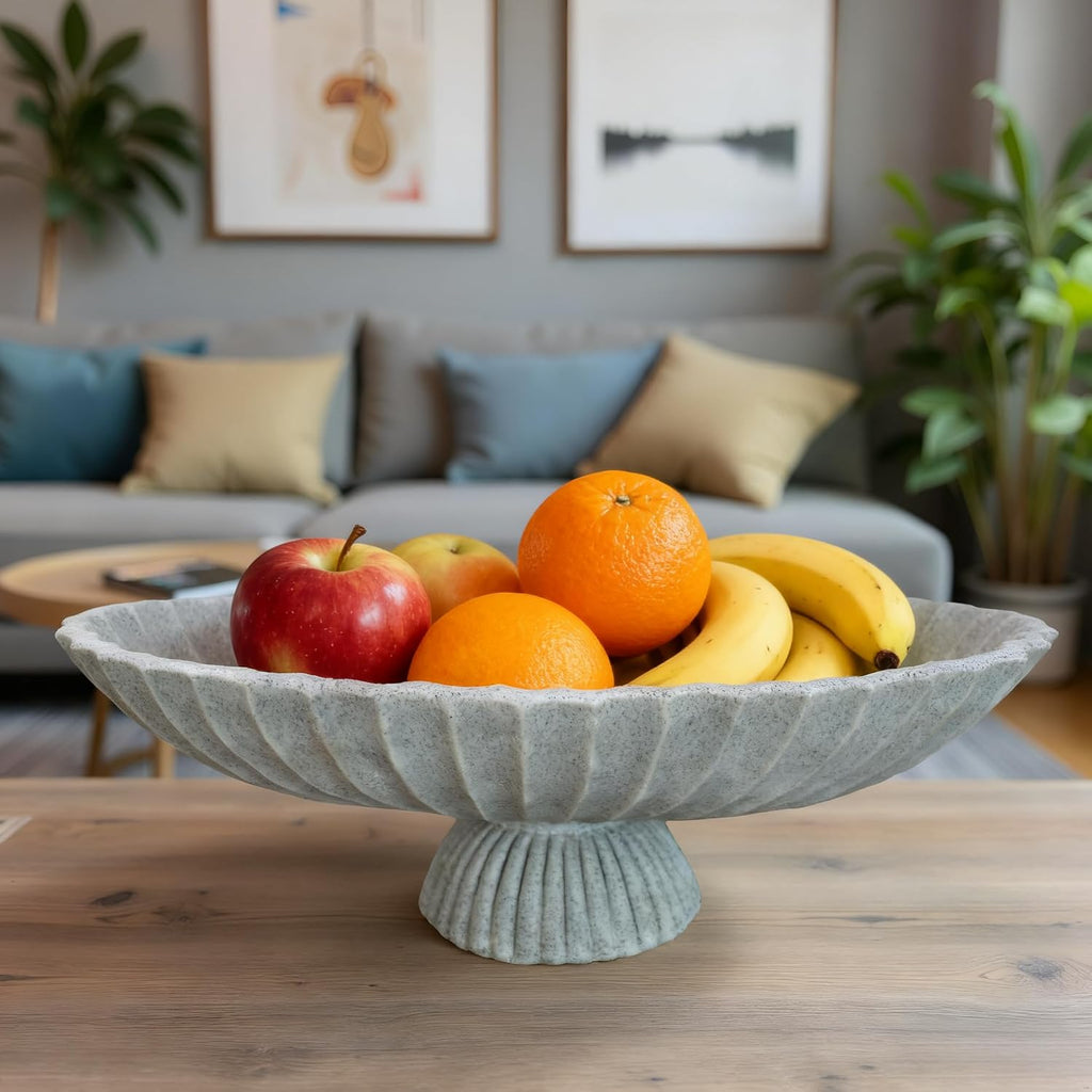 14.5" Large Decorative Long Bowl decor - Fluted Scalloped Decorative Bowls Decor,Ruffle Decor,Stylish Key Bowl for