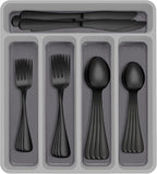 60-Piece Black Silverware Set with Organizer, Stainless Steel Flatware for 12, Cutlery Utensil Set
