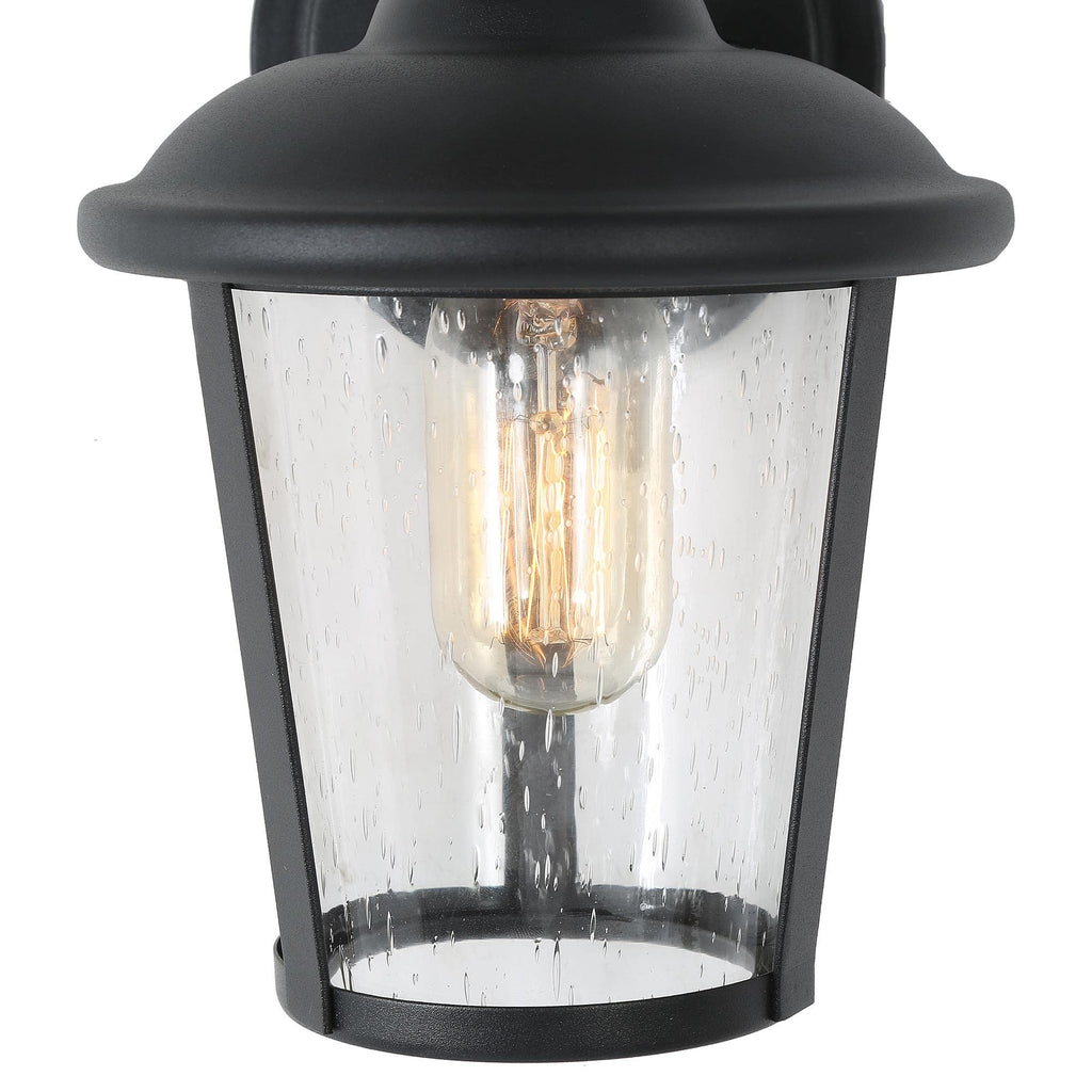Black Outdoor Wall Light, Farmhouse Exterior Light Fixture Wall Mounted Sconce, Seeded Glass Outdoor Porch Lights