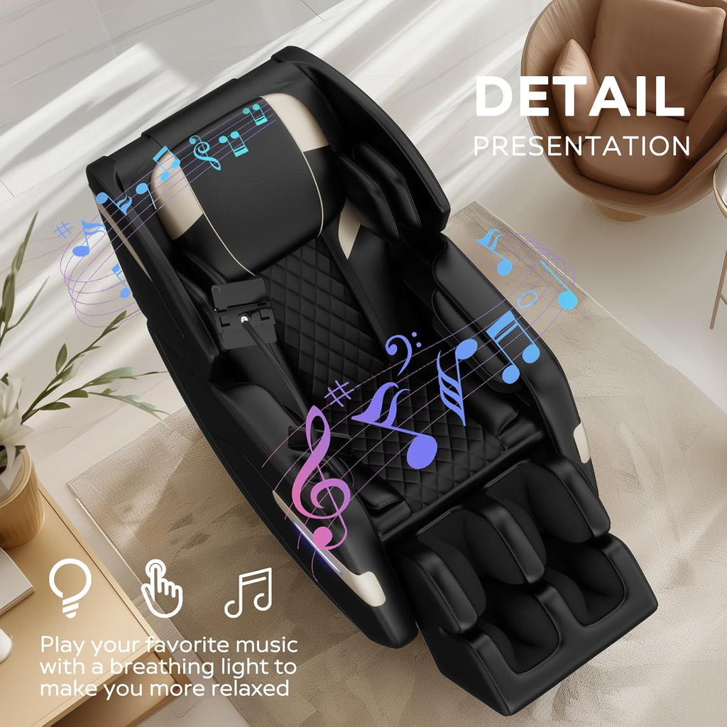 Massage Chair Full Body, Zero Gravity Massage Recliner Chair with Foot Shiatsu & Back Heating, 6 Fix Point Rollers, 5