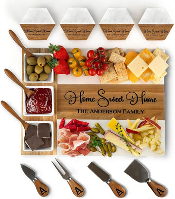 Personalized Housewarming Gifts, Custom Marble Charcuterie Cheese Board, Engraved House Warming Gifts New Home - Gift