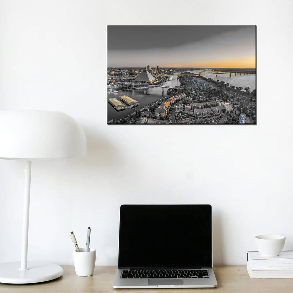 Tennessee Memphis Skyline Wall Art Black and White Memphis City Canvas Print Tennessee Cityscape Wall Decor Picture