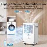 1500 Sq.ft Dehumidifier for Basement, 21 Pint Dehumidifiers with Drain Hose for Home Large Room Bedroom Bathroom