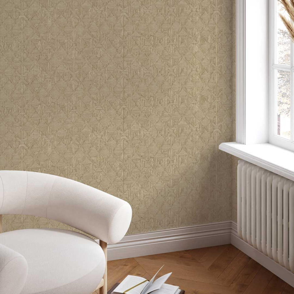 X Jeremiah Brent Cream Textured Hoffmann Faux Sisal Removable Peel and Stick Wallpaper, 20.5 in X 16.5 ft, Made in
