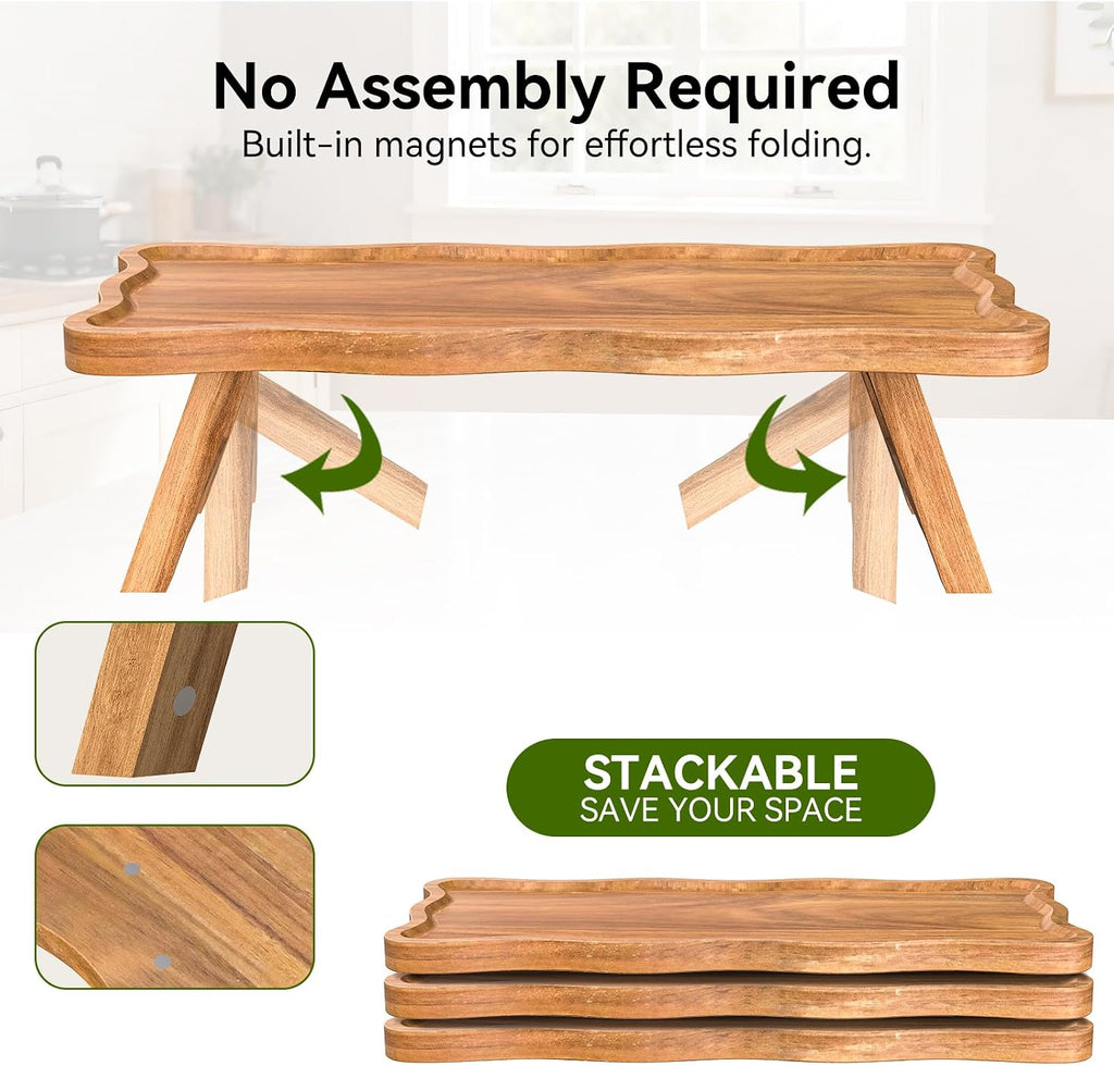 Acacia Wood 3 Tier Cupcake Stand, Serving Tray for Party, Foldable Dessert Table Display Set, Tiered Tray Decor for