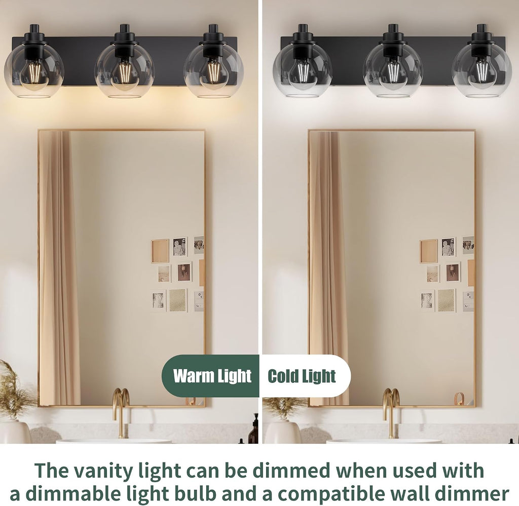 Bathroom Light Fixtures-Matte Black Vanity Lights , Modern Black Vanity Lights 3-Light Bathrooms Lighting Fixtures