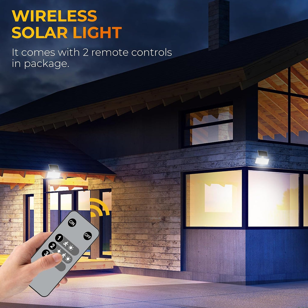 Split-Design Solar Motion Sensor Security Lights Outdoor, 2 Pack | IP65 Waterproof Solar Outdoor Wall Light, With