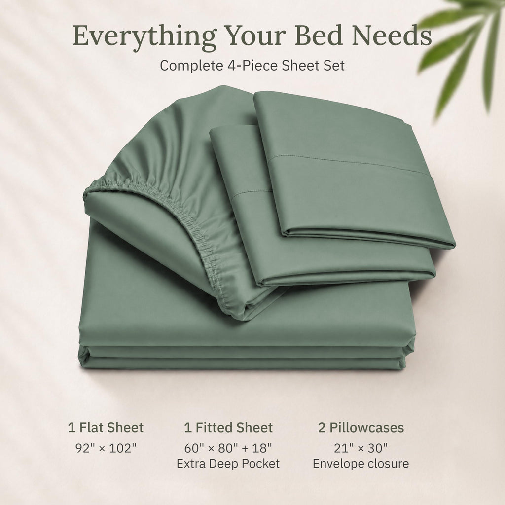 100% Viscose from Bamboo Sheets Queen, Sage