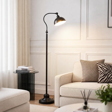 Black Vintage Industrial Floor Lamp, Gooseneck Standing Lamp